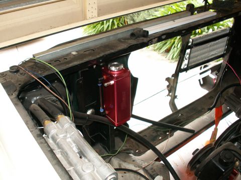 1983 Ford Bronco - engine bay starting to look the goods - middle pic is new anodized alloy radiator overflow tank, top right the new transmission cooler can…
