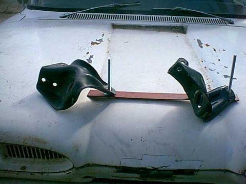 1983 Ford Bronco - i just unbolted one front mount bolt and then put the jig in the hole and line the new mount in the correct spot. i clamped the mount to th…