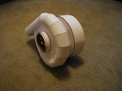 1993 Ford Probe - Cardboard model of a turbocharger, likely a DIY project or prop.