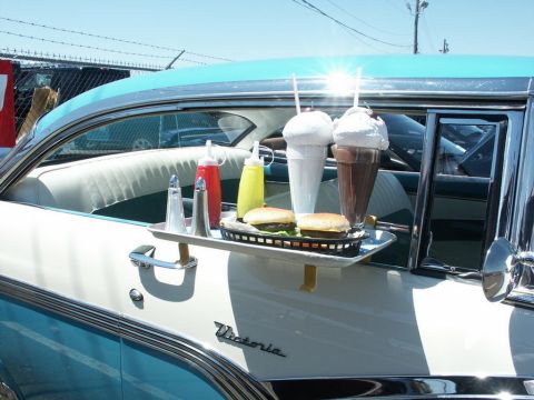 2001 Mercury Grand Marquis - A 1956 Mercury Victoria is equipped with a drive-in tray for food and drinks.