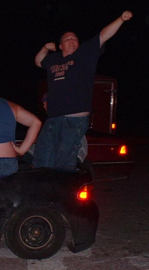 2006 Ford E350 - Me on the back of the chop-top Civic.