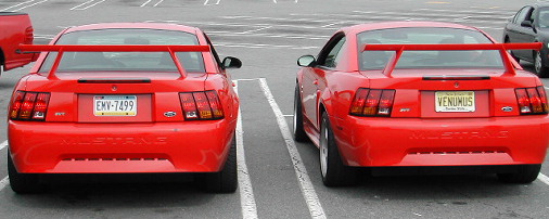 St. Patty's Day 2002 meet and cruise, Garden State Plaza, Paramus, NJ....how often do you see two of these together???