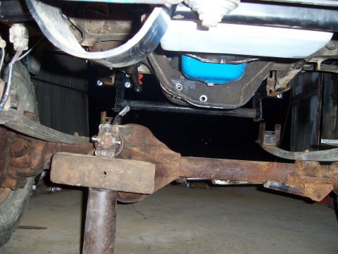 1983 Ford Bronco - Close-up view of a vehicle's rear axle assembly, showing the differential and U-joint.
