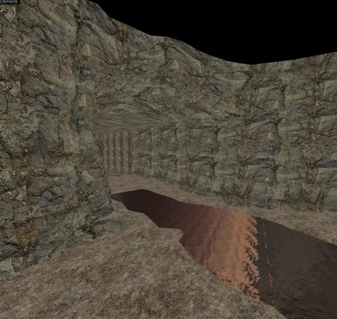 1969 Ford Mustang - A digital rendering depicts a rough cave entrance with a path disappearing into shadow.