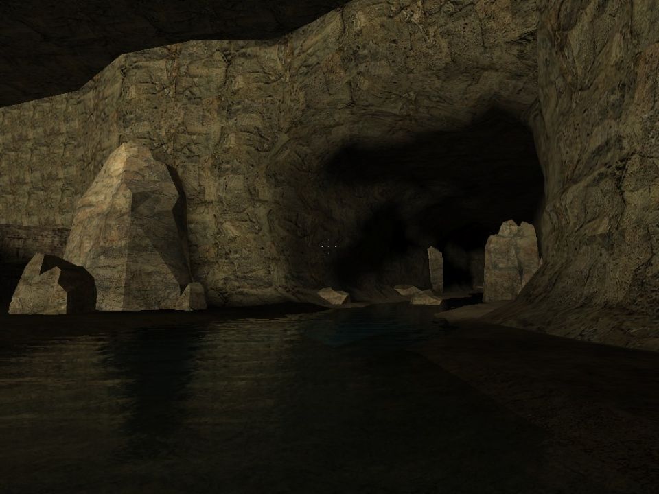 Cave interior with water and rock formations. Supermotors.net logo visible