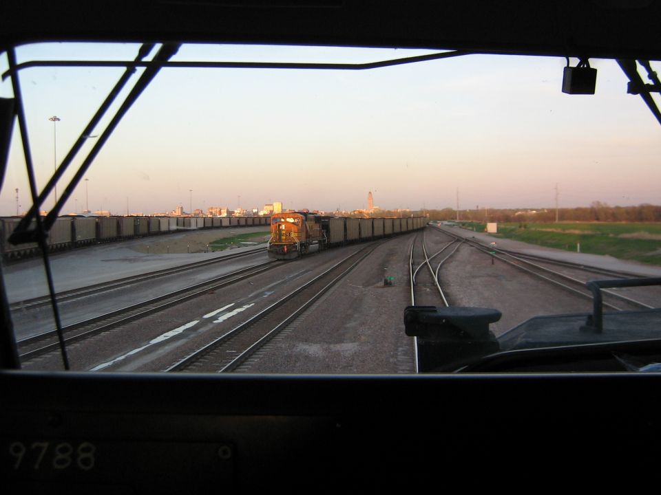 Lincolc Neb. train yard..on a loaded coal train headed for KC, Kansas.