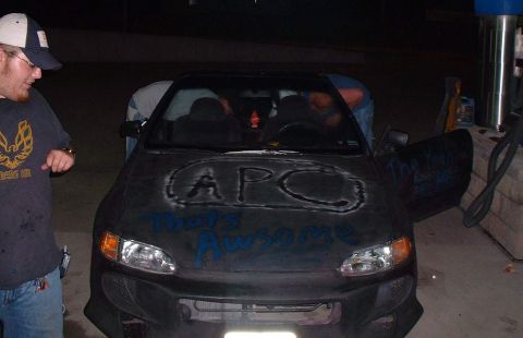2006 Ford E350 - APC! That's Awesome! Cleaning glass out of the Civic.