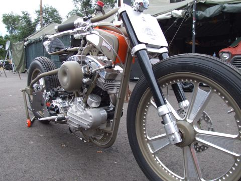 1997 Jeep TJ - Custom motorcycle with unique air intake and front wheel design.