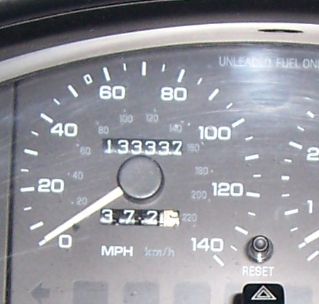 1994 Ford Probe - Close-up of a car's speedometer and trip odometer, displaying mileage.