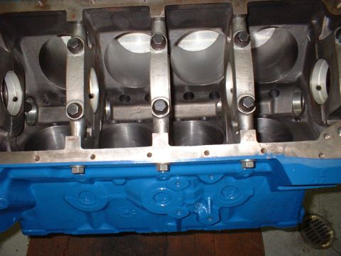 1967 Ford Fairlane - Close-up view of an engine block's internal components, showing connecting rods.