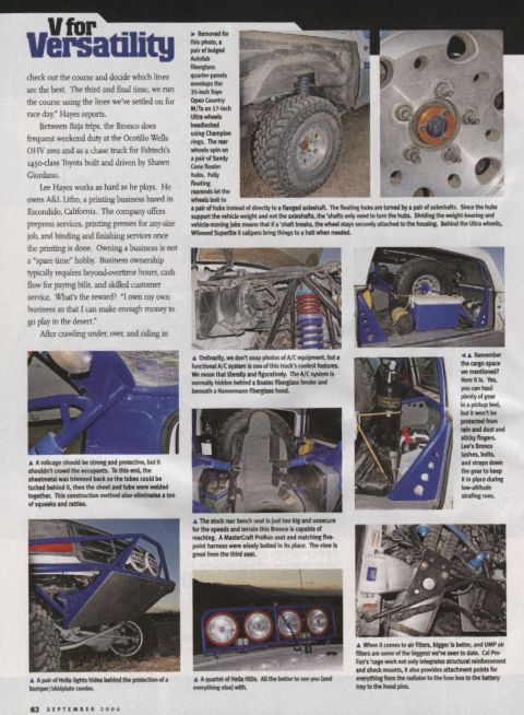 1984 Ford Bronco - This modified 1980s Ford Bronco features extensive off-road modifications and a custom interior.