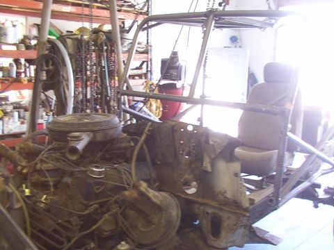 1978 Ford Bronco - This vehicle appears to be undergoing a custom build or restoration, with the engine and chassis prominently displayed.