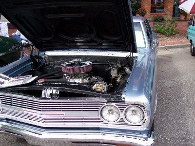 1972 Ford Ranchero - Front view of a classic car's engine bay, showing the V8 engine and grille.