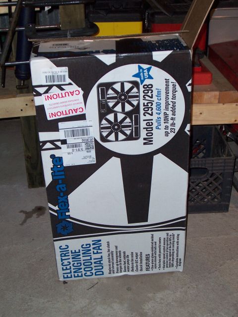 1979 Chevrolet Camaro - Box for a Flex-a-lite electric engine cooling dual fan, Model 295/298, with specifications listed.