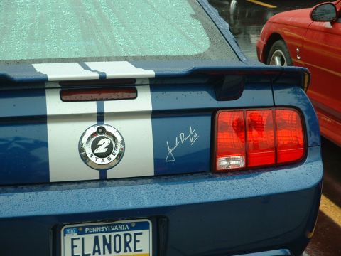 1978 Ford Mustang II - This blue Ford Mustang features racing stripes and a '2 Stage' badge on its rear.