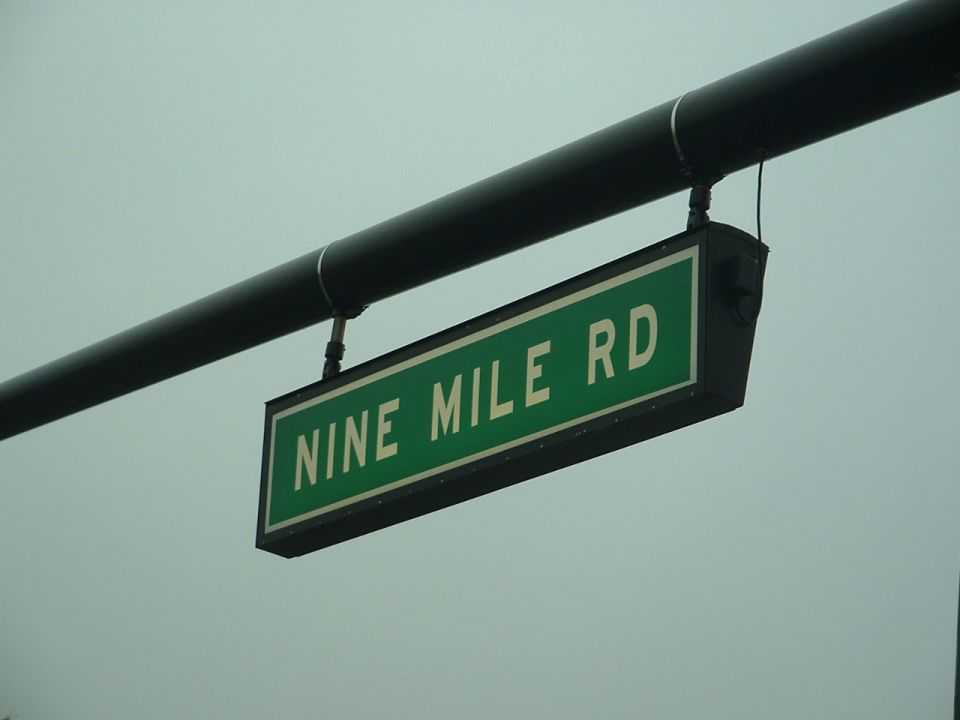 Nine Mile Road street sign