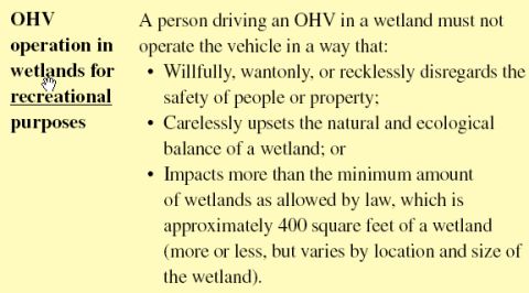1989 Ford Bronco - This document outlines regulations for operating off-highway vehicles in wetlands, focusing on environmental and safety concerns.