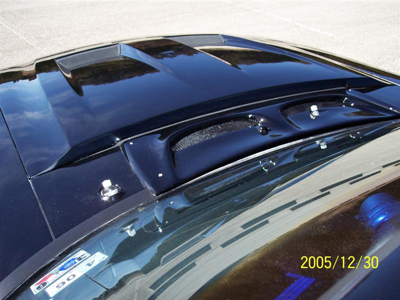 1969 Ford Mustang hood with dual vents and hood pins