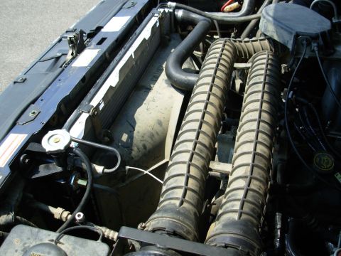 1994 Ford Bronco - A direct-replacement radiator with the shroud dropped for the 3" body lift.