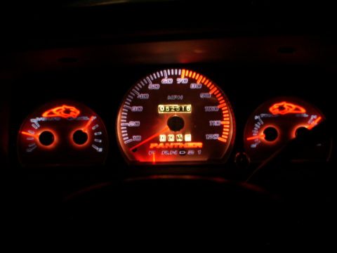 2001 Mercury Grand Marquis - Custom gauge cluster with orange lighting and odometer reading 052516.