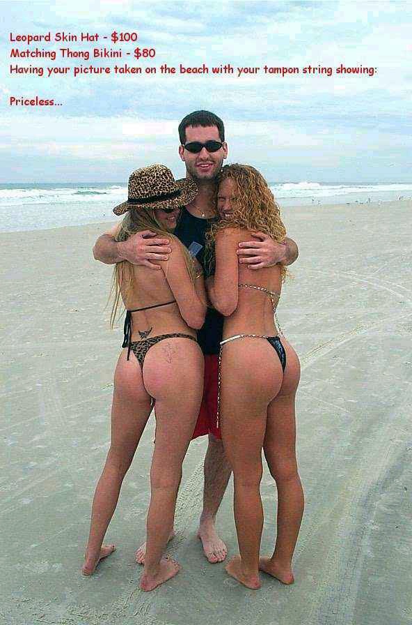 Beach snapshot used as a joke image macro with red caption text overlaid