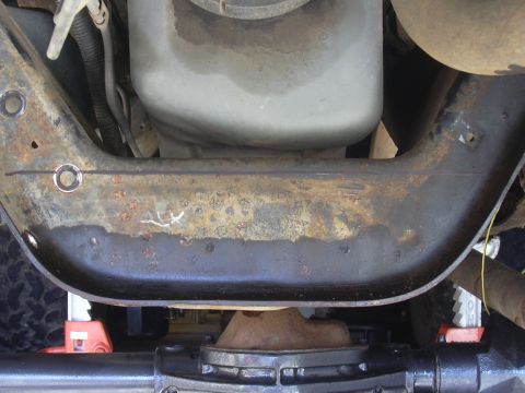 1991 Ford Bronco - getting ready to cut the factory engine crossmember