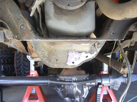 1991 Ford Bronco - here's the crossmember and the old TTB mounting bracket cut off and ready for paint