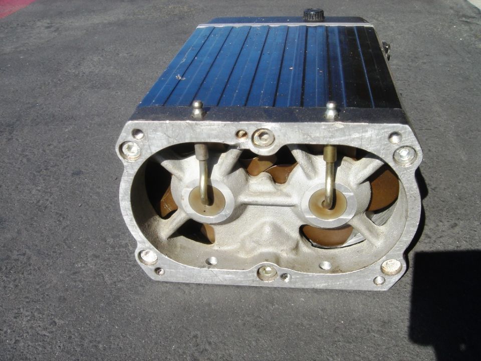 supercharger rotor assembly with blue fins on top