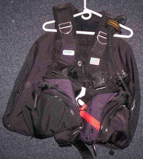 1986 Ford Bronco - This is a piece of scuba diving equipment, specifically a BCD, hanging on a hanger. It has a 'Ranger' label and a Zeagle logo.