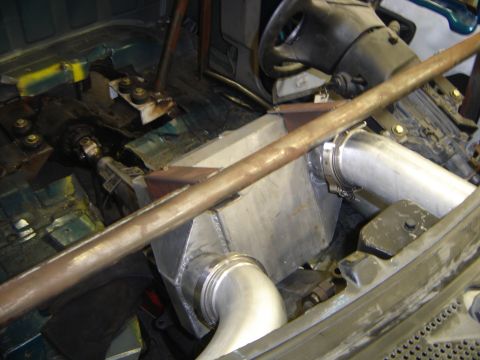 1997 Ford Ranger - A custom intercooler setup is visible inside the vehicle's cabin area, with extensive modifications.