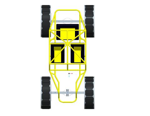 1966 Jeep CJ5 - A yellow tube frame buggy with black tires is shown from a top-down perspective.