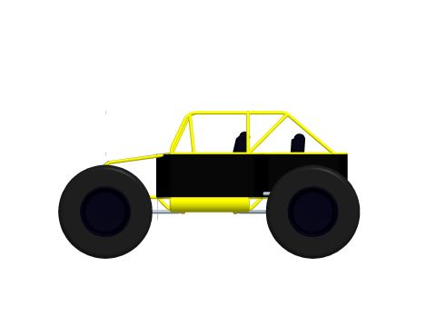 1966 Jeep CJ5 - This off-road buggy features a prominent roll cage and large tires, presented in a side profile view.