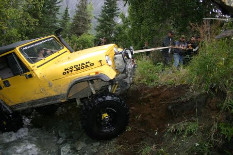 2003 Jeep TJ - Then they attached the strap to the front and pulled to prevent another flop