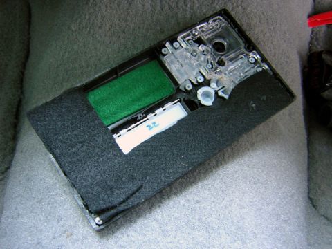 2000 Ford Crown Victoria - Used some felt to protect the Pioneer's face when in position. The green felt simulates the green of the removed LCD