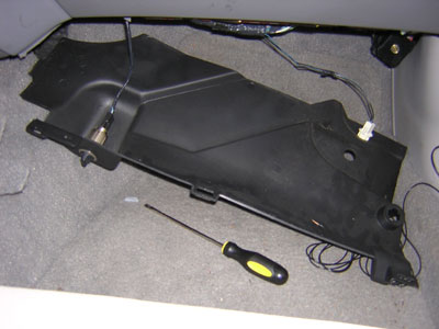 2000 Ford Crown Victoria - Here's the panel dropped with just the connector to the auxillary 12v plug still attached.