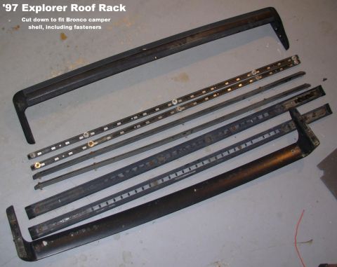 1983 Ford Bronco - SOLD Roof Rack from 4-door Explorer cut down to fit a Bronco, including used screws & blind nuts. Ships as 48x8x6" 12 lbs
