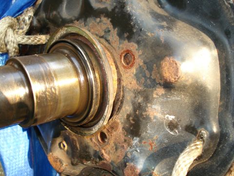 1996 Ford Bronco - This shows the piece of the hub that is still on the axle. I need to remove it to take the brake backing plate off.