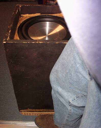 2006 Ford E350 - My leg beside my sub box.