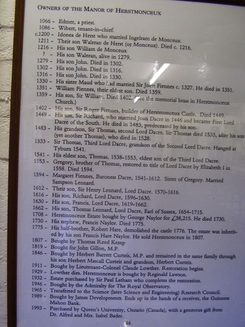 1990 Ford Bronco - A historical document lists owners of the Manor of Herstmonceux with corresponding dates.