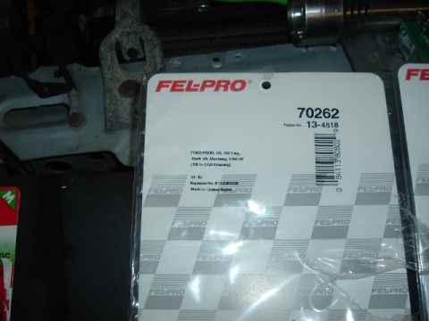 1989 Ford Crown Victoria LTD - Fel-Pro gasket packaging for Ford 302 V8, Mark VII, and Mustang, with part number 70262.