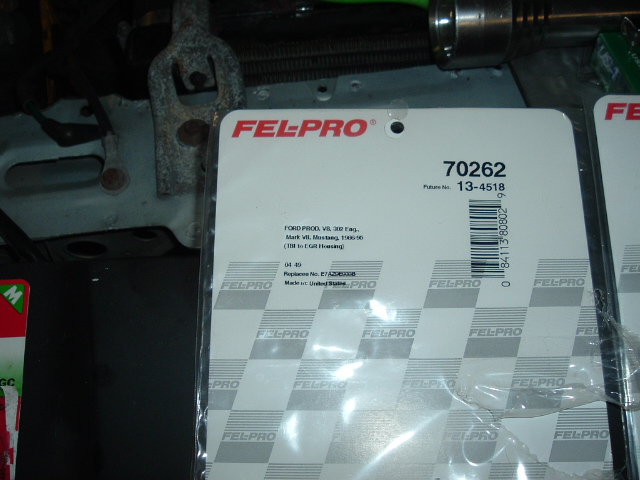 Fel-Pro 70262 gasket package label for Ford 5.0L 302 engine
