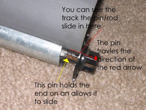 1995 Ford Bronco - This is the not-fun part, you have to push the black end down and remove the pin. Much easier said than done. The springs which push the en…
