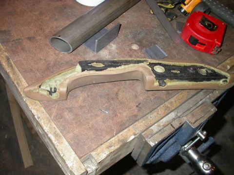1990 Ford Bronco - Passenger side door handle, torn off in a fit of terror.