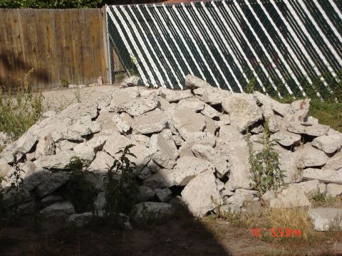 1981 Ford Bronco - Pile of concrete that I busted by hand, back breaking work.