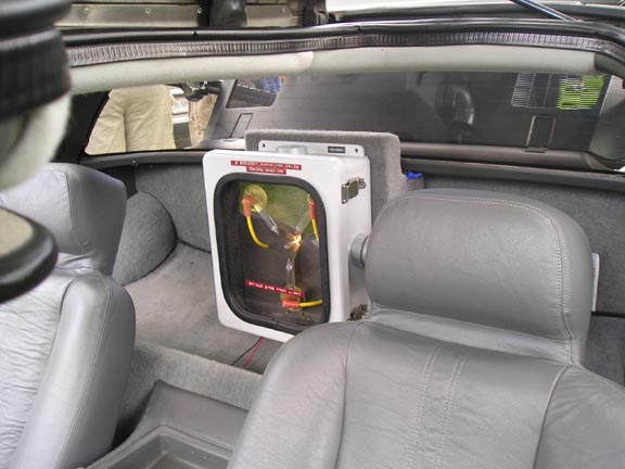 Interior view of a flux capacitor in a car