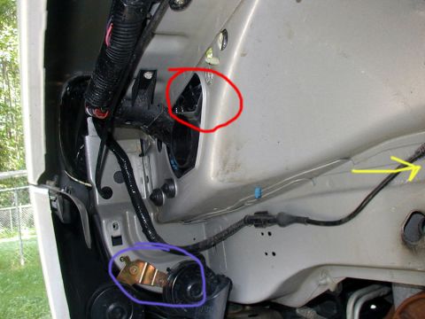 2000 Ford Taurus - The red area is the air intake. This is where the silencer was bolted. For reference, the blue cirle is one of the two horns. The yellow ar…