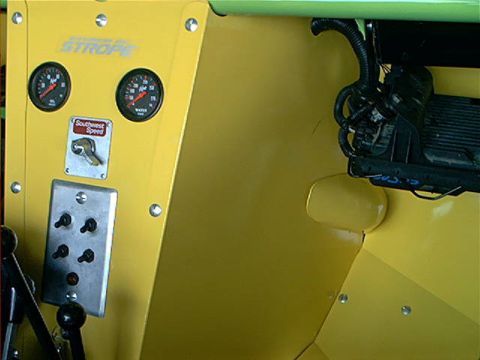 1978 Ford Bronco - Interior view of a custom vehicle, gauges and toggle switches.