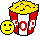 1991 Ford Probe - A pixelated image of a popcorn bucket next to a smiley face, set against a bright green background.