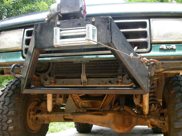 After 1 wheeling trip like that I deceded that my radiator was kind of vulnerable in there, so I welded on a cross bar.