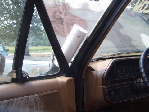 1988 Ford Bronco - Interior view of a 1988 Ford Bronco, a snorkel installation.
